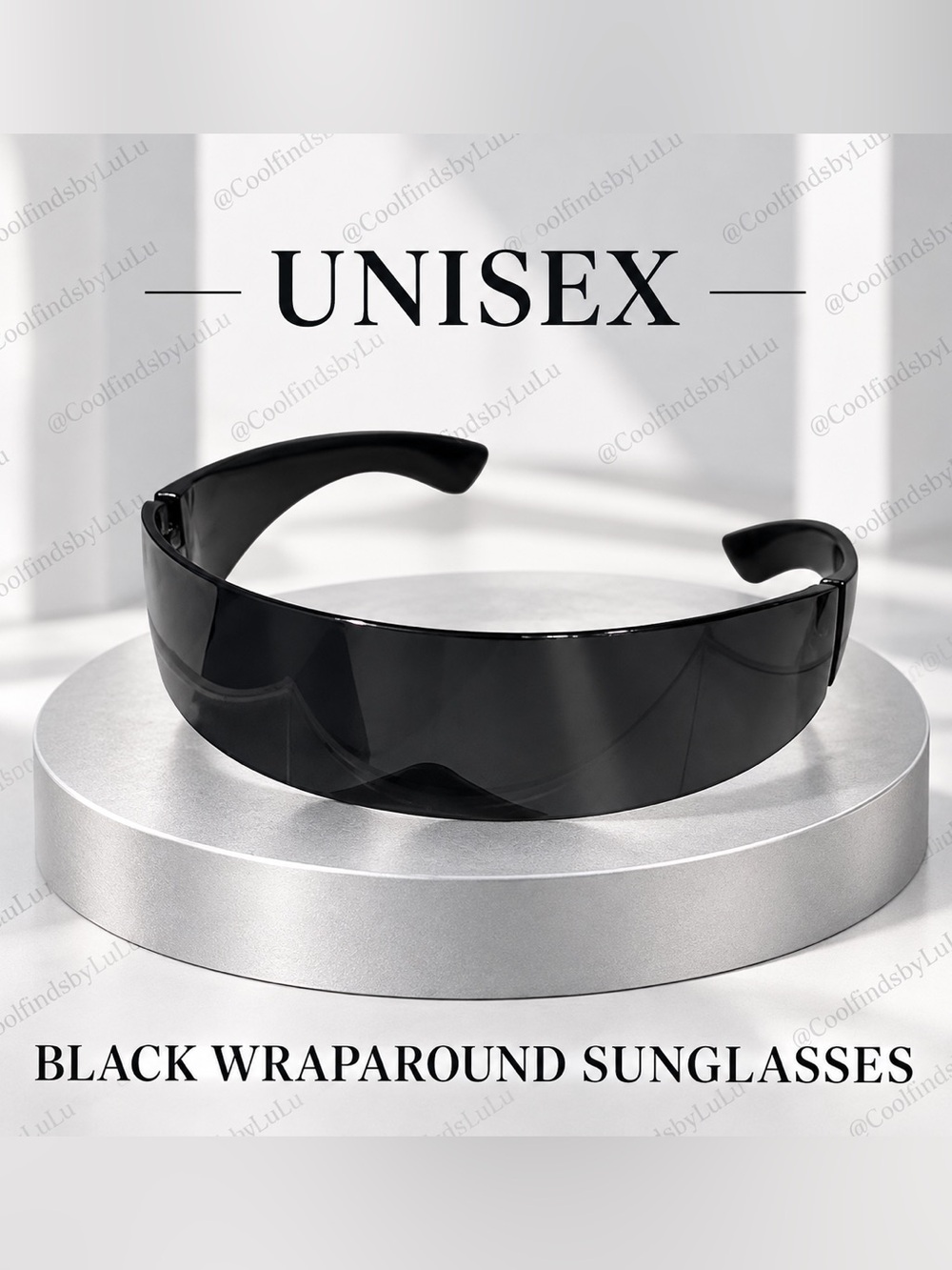 Unisex Black Wraparound Sunglasses - Sleek Protective Visor